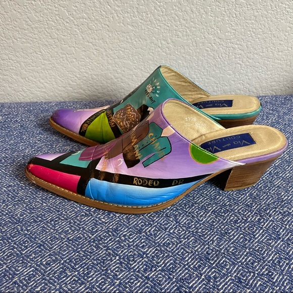 Via and Via Couture Hand Painted Mules from Neiman Marcus 8.5 M - Picture 3 of 10